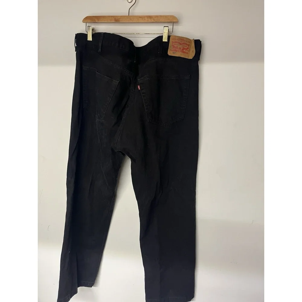 Levis 501 Black Straight Leg Jeans Mens 44x34 Button Fly Denim Faded Wash New